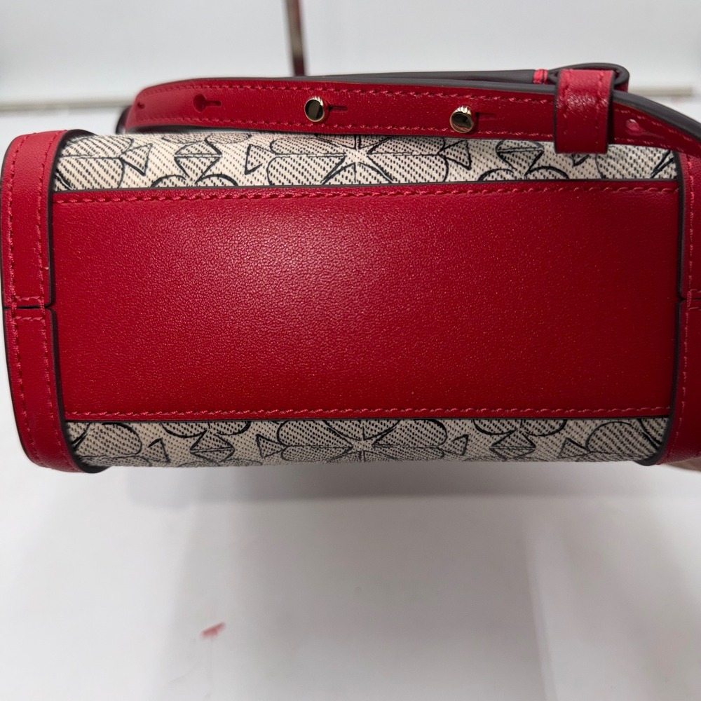 kate spade Red and Beige Printed Crossbody Tote with Heart Charm - Picture 10 of 11